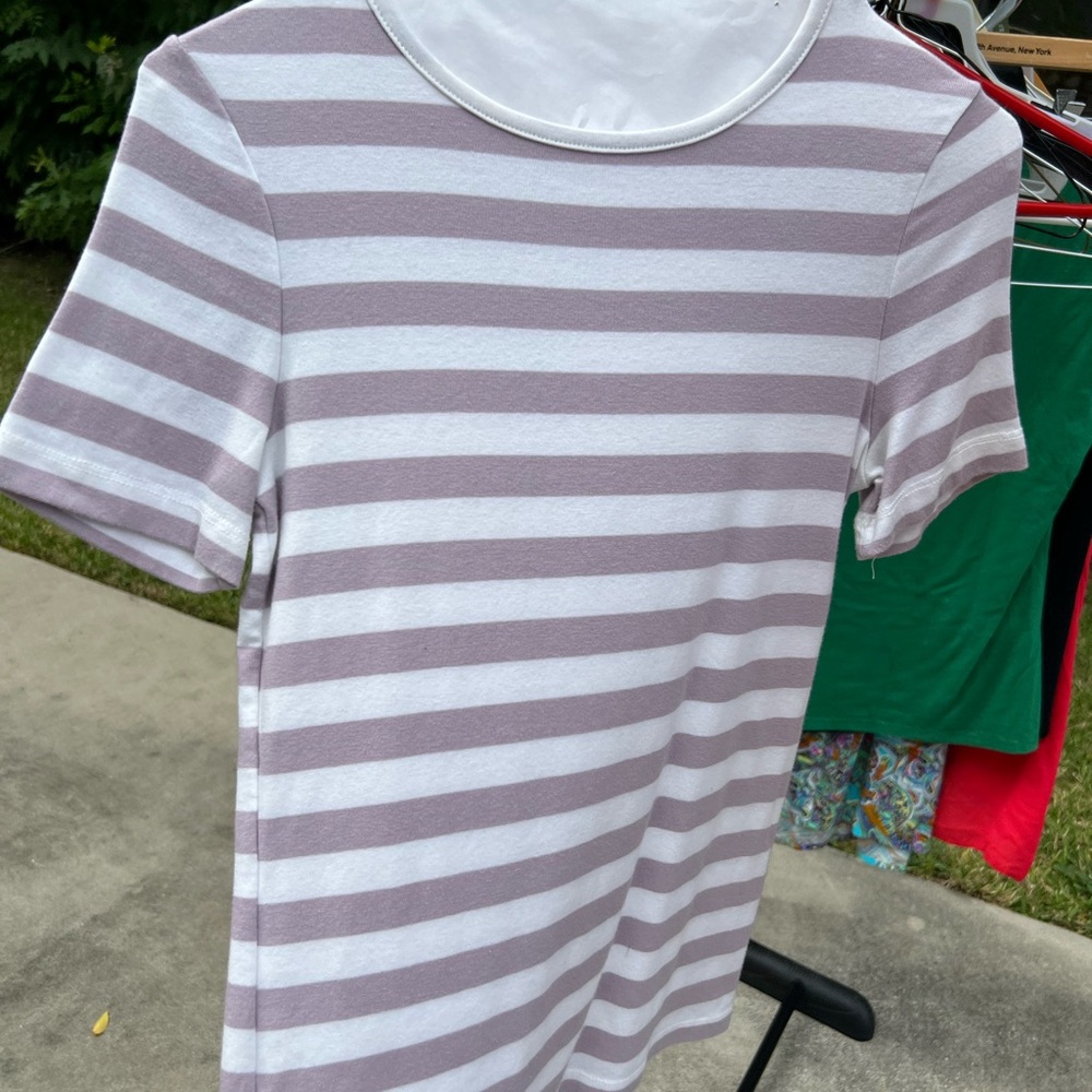 A New Day Lavender and White Striped Tee